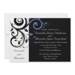 Black White Periwinkle Swirl Wedding Invitations