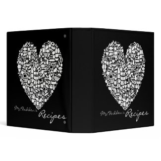 Black & White Personalized Name Recipe Binder