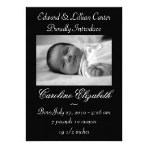 Black & White Photo Birth Announcement