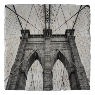 Black & White Photo Of Brooklyn Bridge Trivets