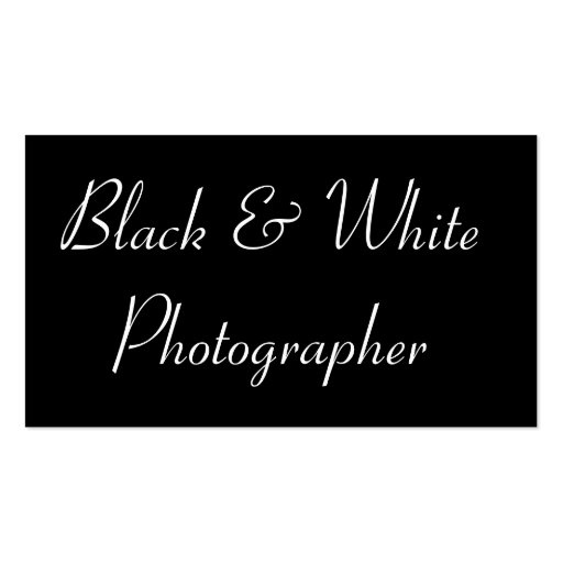 Black & White Photographer Business Card (back side)