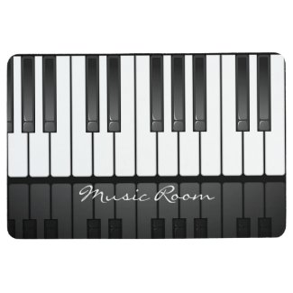 Black White Piano Keyboard Design Floor Mat