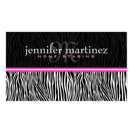 Black White & Pink Animal Print-Zebra Stripes Business Card