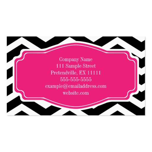 Black White Pink Chevron Personal Business Card (back side)