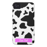 Black/White Pink Cow Print - Personalize casemate cases