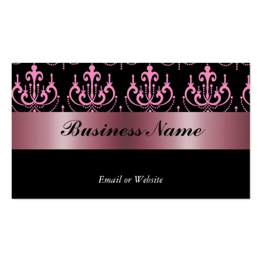 Black White Pink Damask Business Card (back side)