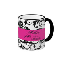 Black, White, Pink Damask Mother of the Bride Mug