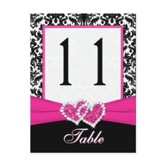 Black, White, Pink Damask Table Number Post Card