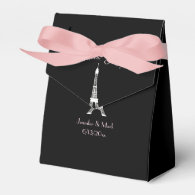 Black White Pink French Eiffel Tower Wedding Party Favor Box