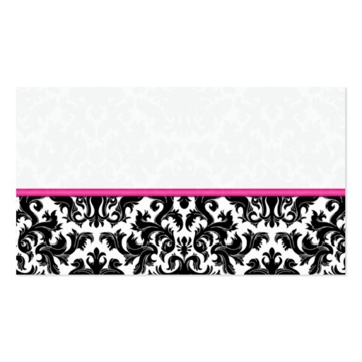 Black, White, Pink Joined Hearts Damask Place Card Business Card Template (back side)
