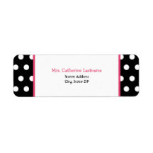 Black White & Pink Polka Dot Address Label Sticker