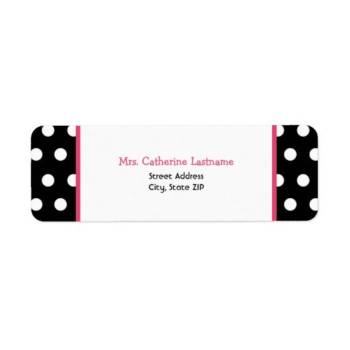 black-white-pink-polka-dot-address-label-sticker-zazzle