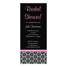 Black White Pink Sand Dollar Flowers Bridal Shower Announcements