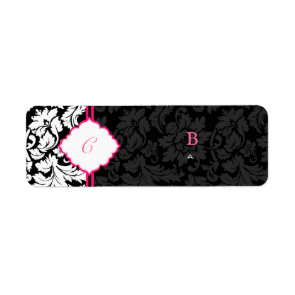 Black White & Pink Vintage Floral Damasks 2 Custom Return Address Label Black White & Pink Vintage Floral Damasks 2 Custom Return Address Label