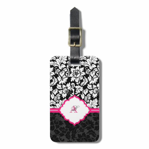 Black White & Pink Vintage Floral Damasks Bag Tags Black White & Pink Vintage Floral Damasks Bag Tags