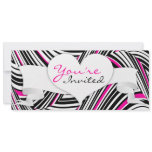Black, White & Pink Waves Long Invitation