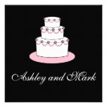 Black White Pink Wedding Cake Invitations