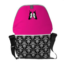 Black & White & Pink with Wings Commuter Bag