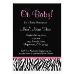 Black White Pink Zebra Print Baby Shower Personalized Invitations