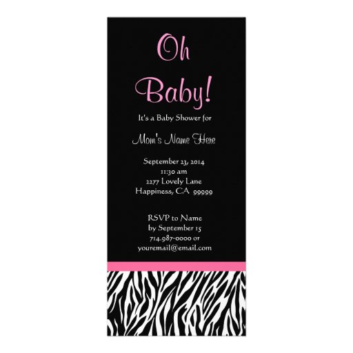 Black White Pink Zebra Print Baby Shower Invite