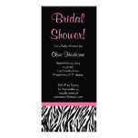 Black White Pink Zebra Print Bridal Shower Custom Invitation