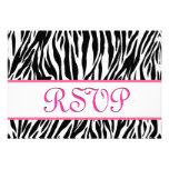 Black White Pink Zebra RSVP Personalized Response Personalized Invite
