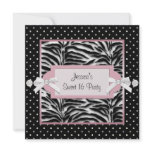 Black White Pink Zebra Sweet 16 Birthday Party invitations