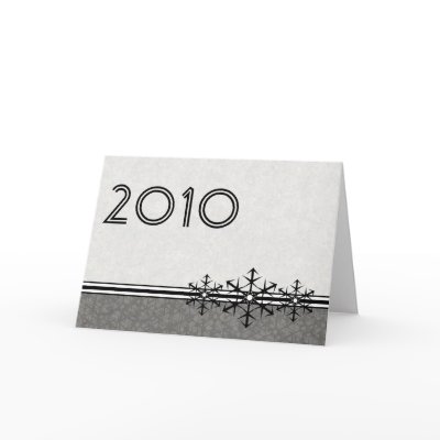 Black White Pinstripe New Year's Snowflake Card by PheteFirst