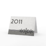 Black White Pinstripe New Year's Snowflake Card