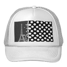 Black & White Polka Dot, Dots; Paris Hat