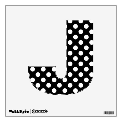 Black & White Polka Dot Letter J Wall Decal Zazzle