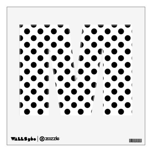 Black & White Polka Dot Letter M Wall Decal Zazzle