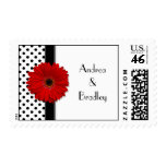 Black White Polka Dot Red Gerber Wedding Postage postage