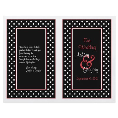 Black White Polka Dot Red Trim Wedding Program Flyers by wasootch