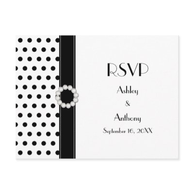 Black &amp; White Polka Dot RSVP Postcard