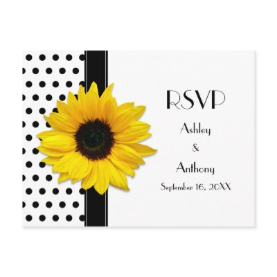 Black &amp; White Polka Dot RSVP Postcard