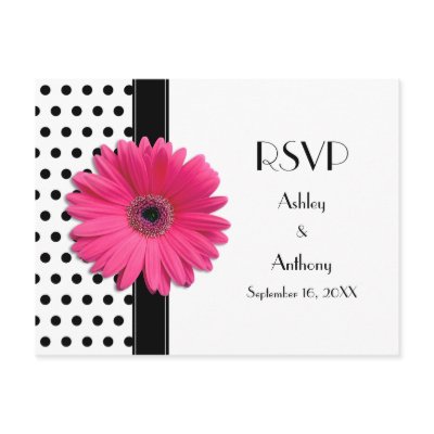 Black &amp; White Polka Dot RSVP Postcard