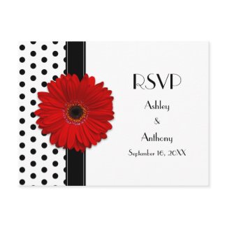 Black & White Polka Dot RSVP Postcard postcard