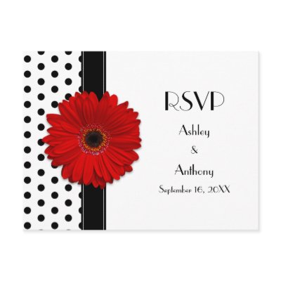 Black &amp; White Polka Dot RSVP Postcard