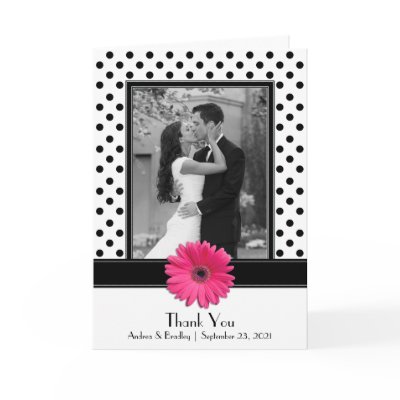 Black & White Polka Dot Thank You Card by wasootch