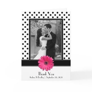 Black & White Polka Dot Thank You Card card
