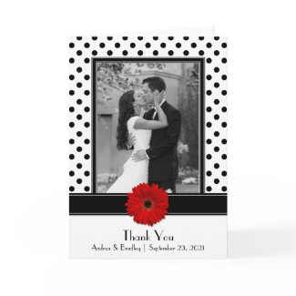 Black & White Polka Dot Thank You Card card