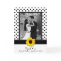 Black & White Polka Dot Sunflower Wedding Photo Thank You Card