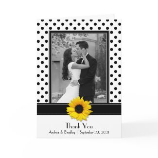 Black & White Polka Dot Thank You Card card