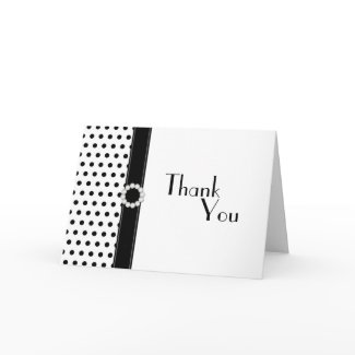 Black & White Polka Dot Thank You Card card
