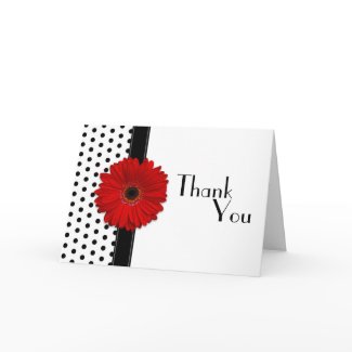 Black & White Polka Dot Thank You Card card