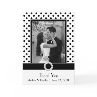 Black & White Polka Dot Thank You Card card