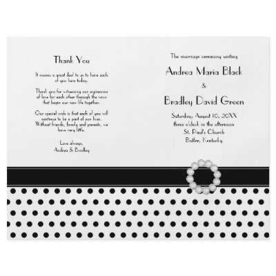 Black & White Polka Dot Wedding Program Flyer