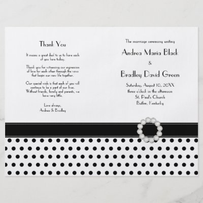 Black White Polka Dot Wedding Program Flyer by wasootch