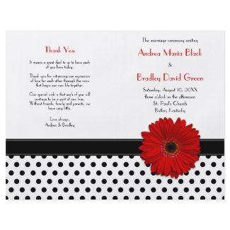 Black & White Polka Dot Wedding Program flyer